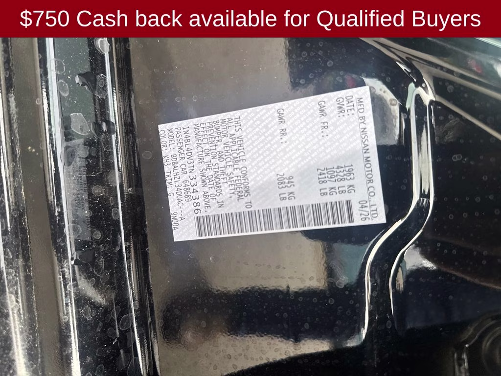 2026 Super Black Clearcoat Nissan Altima 2.5 SV FWD Sedan
