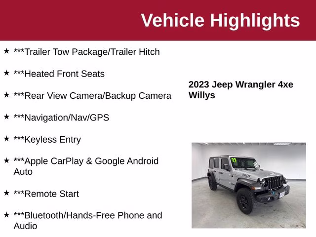2023 Silver Zynith Clearcoat Jeep Wrangler Base 4xe 4X4 SUV