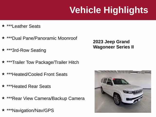 2023 Bright White Clearcoat Jeep Grand Wagoneer Series II 4X4 SUV