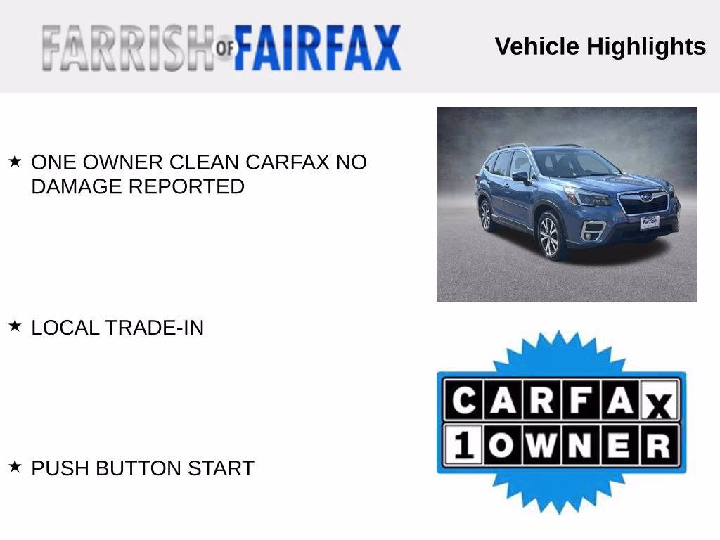2021 Horizon Blue Pearl Subaru Forester Limited AWD SUV