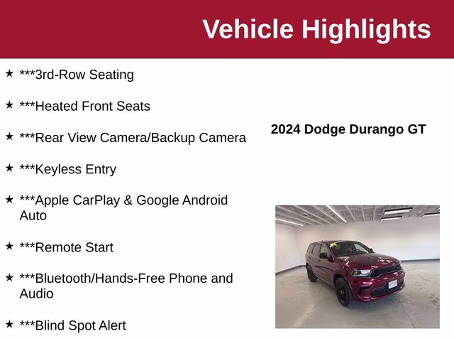 2024 Octane Red Pearlcoat Dodge Durango GT AWD SUV