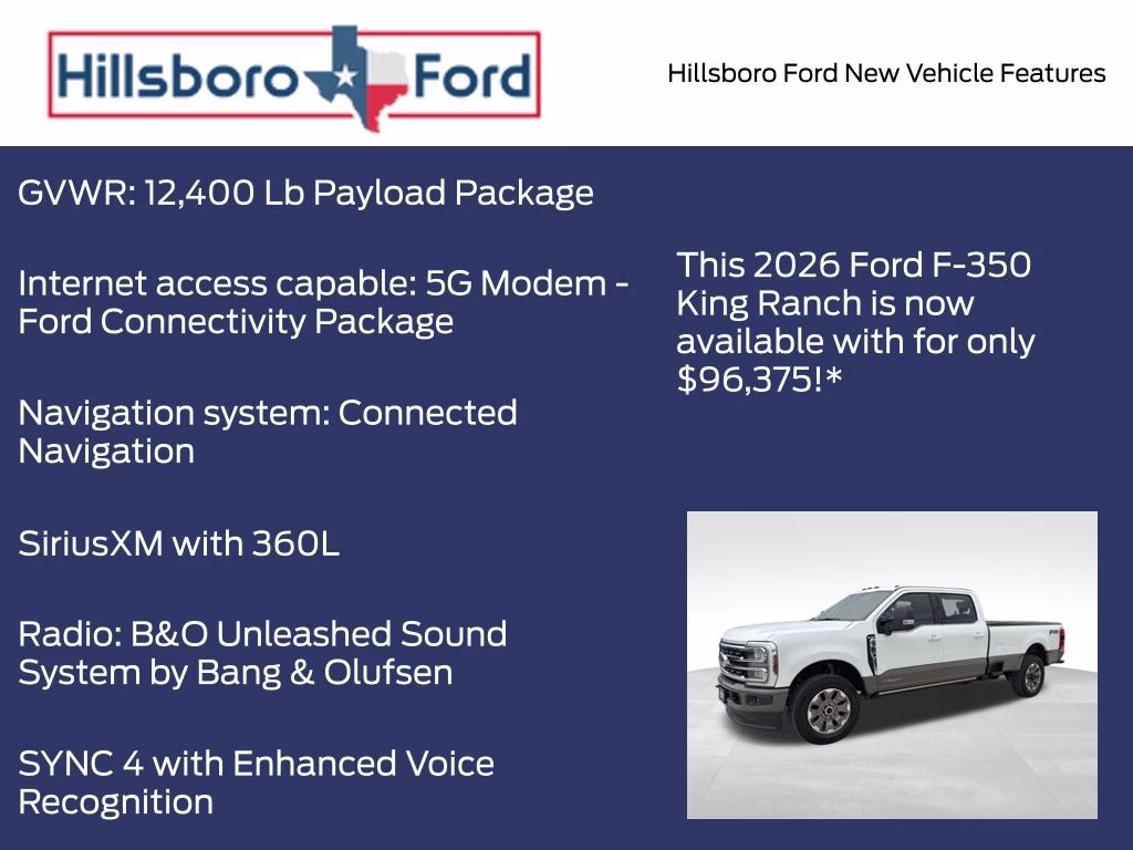 2026 Star White Metallic Tri-Coat Ford Super Duty F-350 SRW King Ranch 4X4 Truck