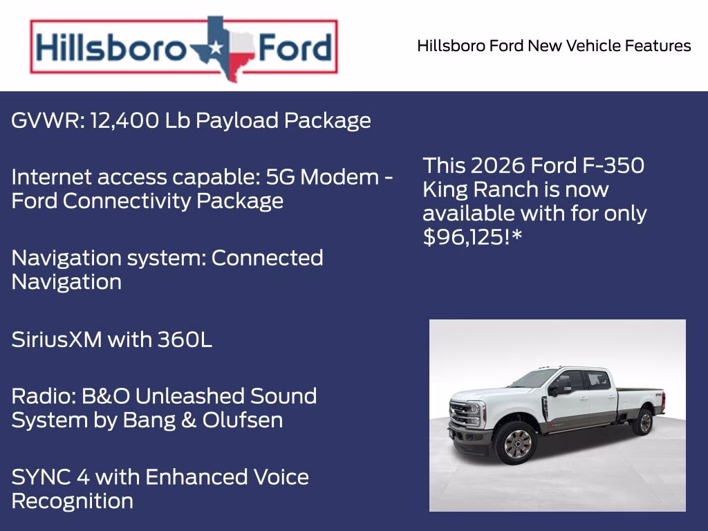 2026 Star White Metallic Tri-Coat Ford Super Duty F-350 SRW King Ranch 4X4 Truck