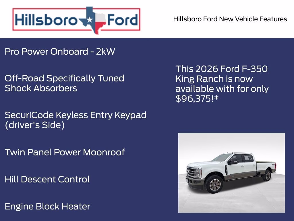 2026 Star White Metallic Tri-Coat Ford Super Duty F-350 SRW King Ranch 4X4 Truck