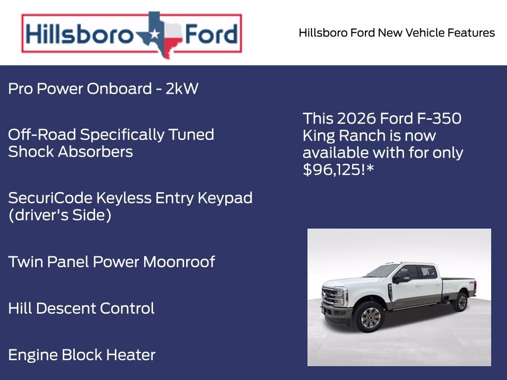 2026 Star White Metallic Tri-Coat Ford Super Duty F-350 SRW King Ranch 4X4 Truck