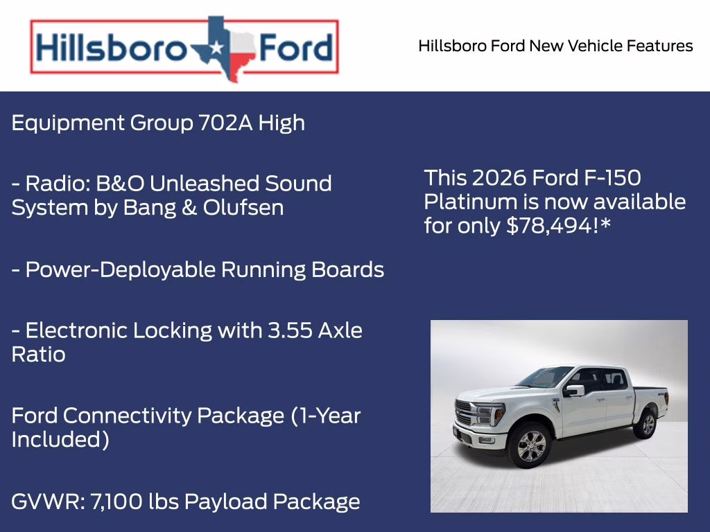 2026 Star White Metallic Tri-Coat Ford F-150 Platinum 4X4 Truck