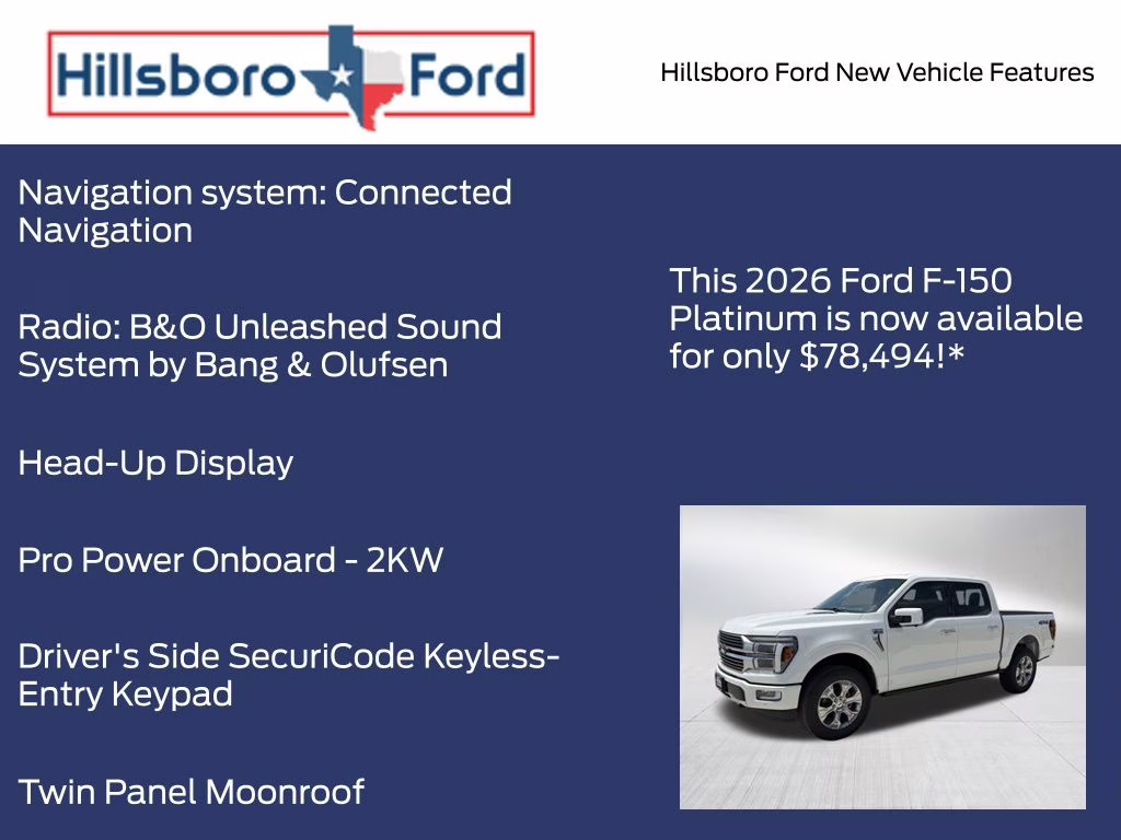 2026 Star White Metallic Tri-Coat Ford F-150 Platinum 4X4 Truck