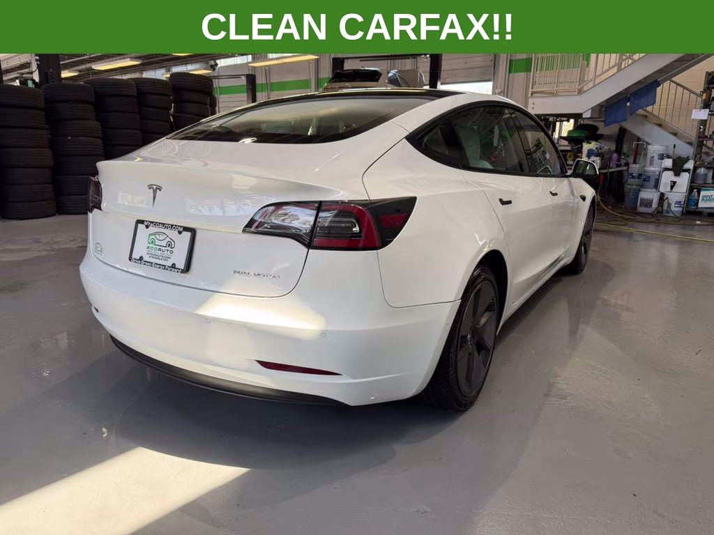 2021 White Tesla Model 3 Long Range AWD Sedan