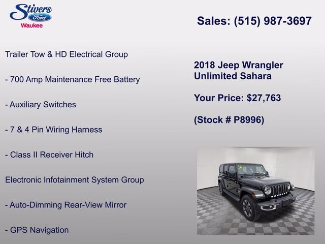 2018 Black Clearcoat Jeep Wrangler Unlimited Sahara 4X4 SUV