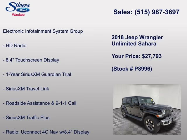 2018 Black Clearcoat Jeep Wrangler Unlimited Sahara 4X4 SUV