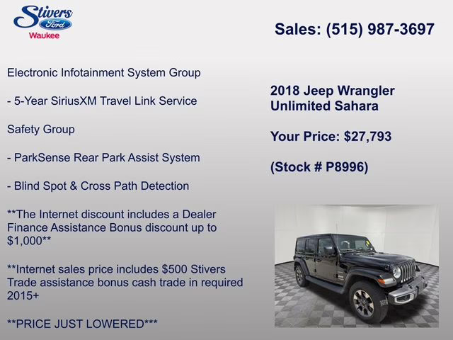 2018 Black Clearcoat Jeep Wrangler Unlimited Sahara 4X4 SUV