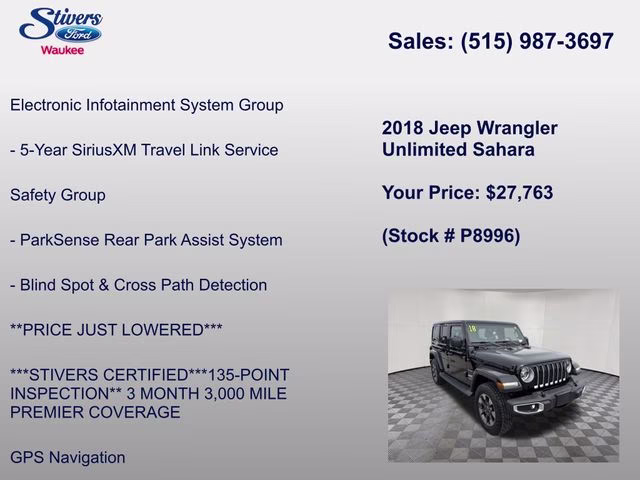 2018 Black Clearcoat Jeep Wrangler Unlimited Sahara 4X4 SUV