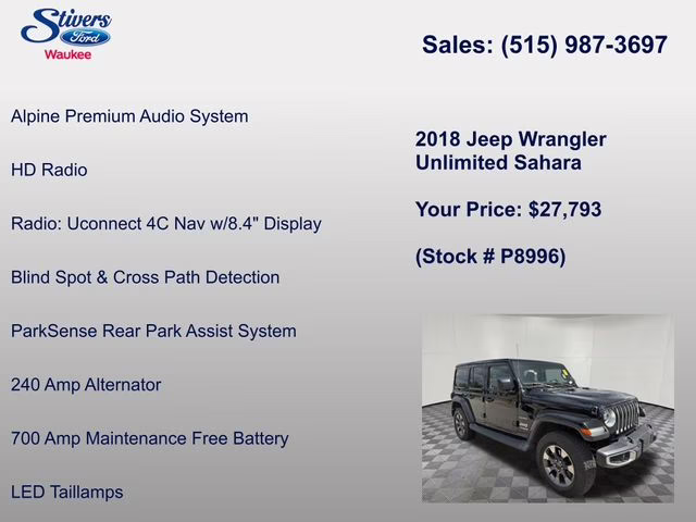 2018 Black Clearcoat Jeep Wrangler Unlimited Sahara 4X4 SUV