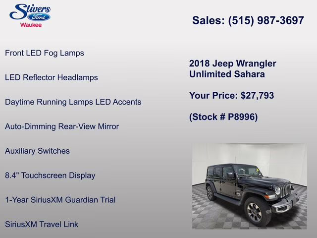 2018 Black Clearcoat Jeep Wrangler Unlimited Sahara 4X4 SUV