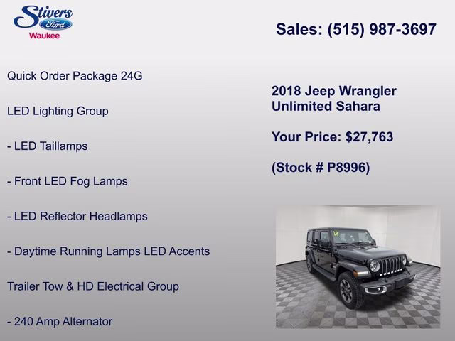 2018 Black Clearcoat Jeep Wrangler Unlimited Sahara 4X4 SUV