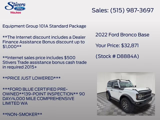2022 Oxford White Ford Bronco Base 4X4 SUV