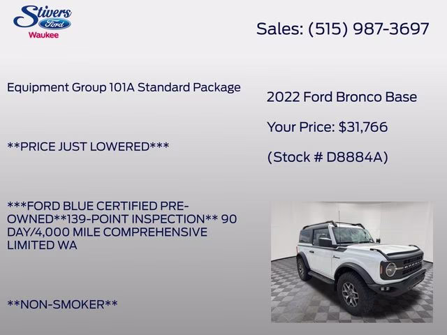 2022 Oxford White Ford Bronco Base 4X4 SUV