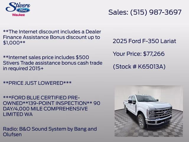 2025 Oxford White Ford Super Duty F-350 SRW Lariat 4X4 Truck