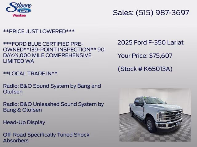 2025 Oxford White Ford Super Duty F-350 SRW Lariat 4X4 Truck