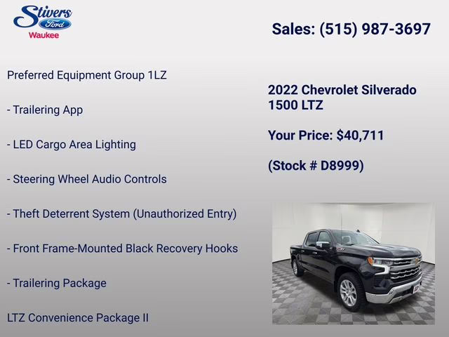 2022 Dark Ash Metallic Chevrolet Silverado 1500 LTZ 4X4 Truck