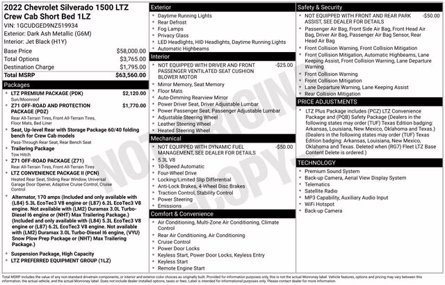 2022 Dark Ash Metallic Chevrolet Silverado 1500 LTZ 4X4 Truck