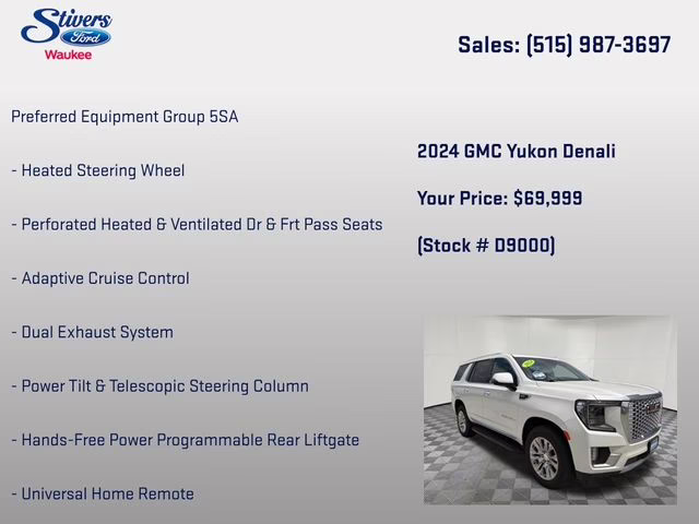 2024 White Frost Tricoat GMC Yukon Denali 4X4 SUV