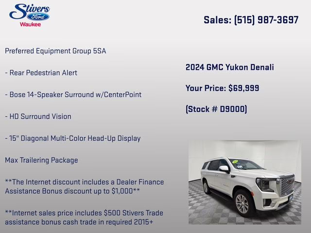 2024 White Frost Tricoat GMC Yukon Denali 4X4 SUV