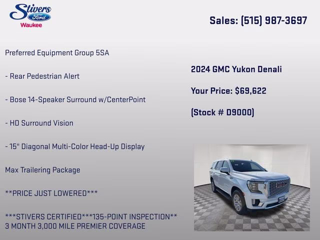 2024 White Frost Tricoat GMC Yukon Denali 4X4 SUV
