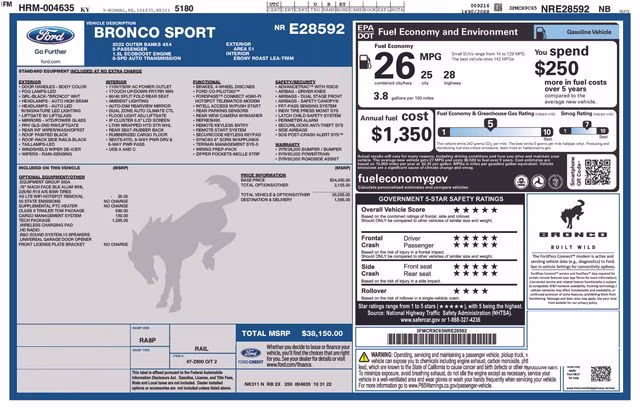 2022 Area 51 Ford Bronco Sport Outer Banks 4X4 SUV