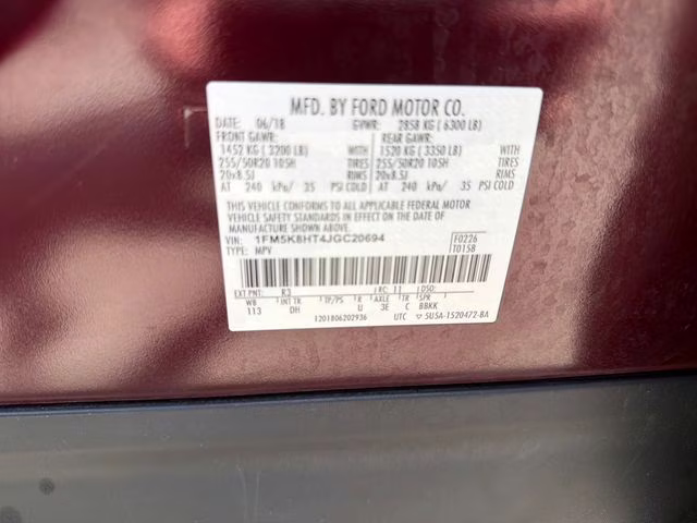 2018 Burgundy Ford Explorer Platinum 4X4 SUV