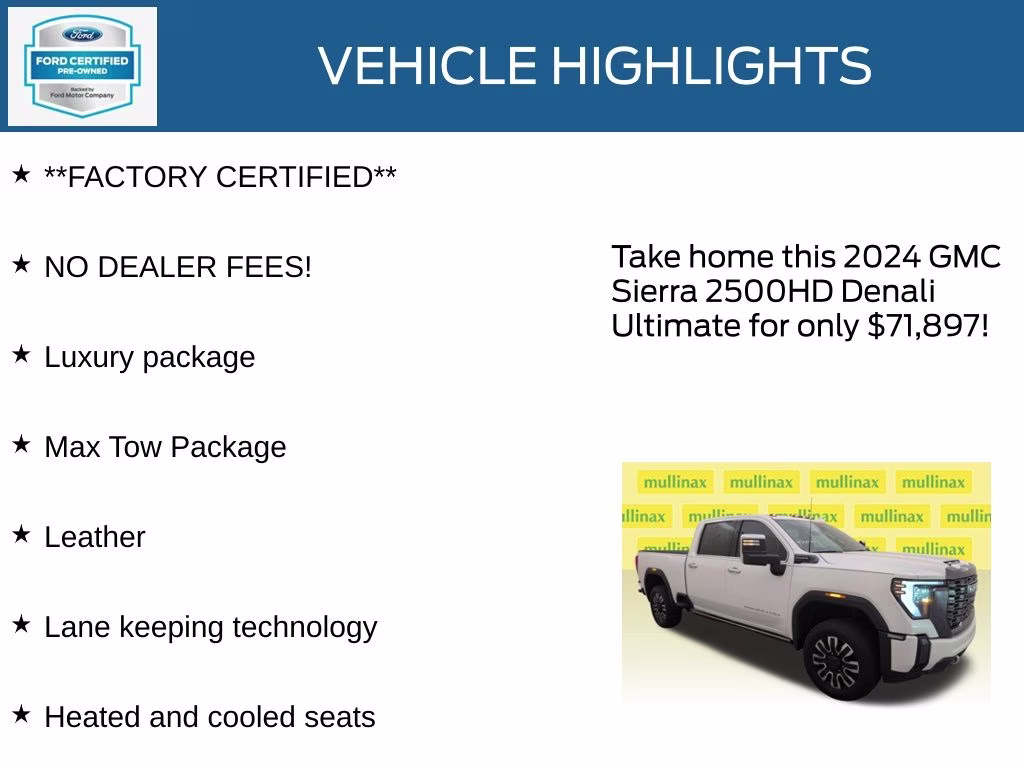 2024 White Frost Tricoat GMC Sierra 2500HD Denali Ultimate 4X4 Truck