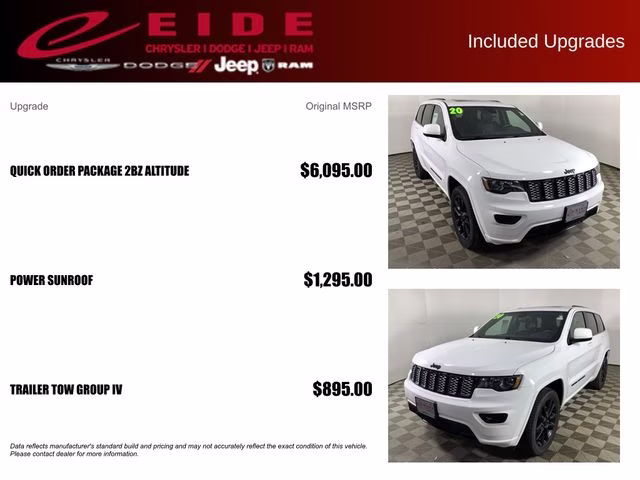 2020 Bright White Clearcoat Jeep Grand Cherokee Altitude 4X4 SUV
