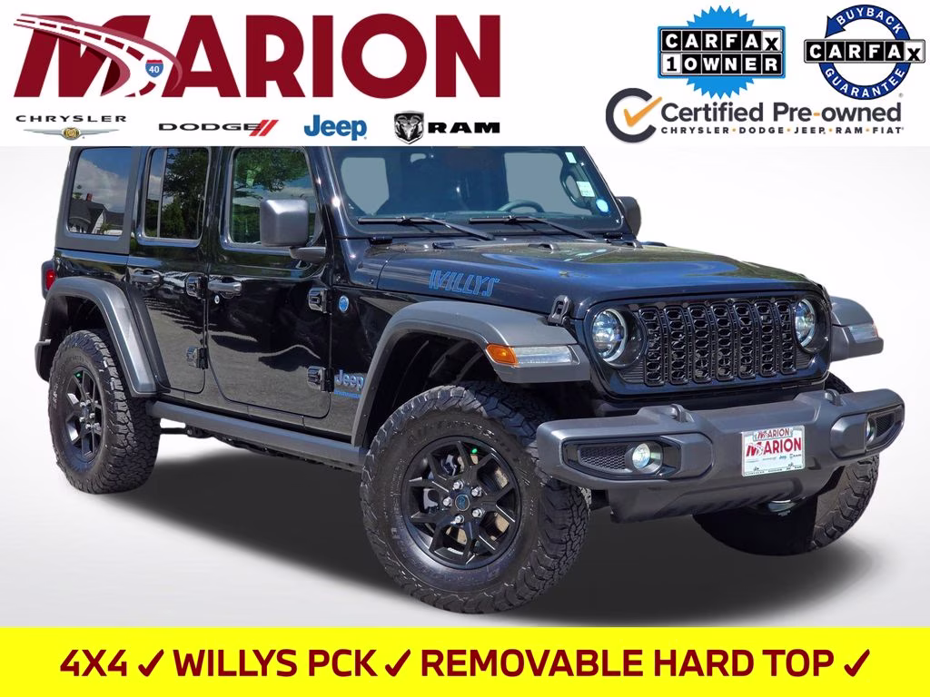 2025 Black Clearcoat Jeep Wrangler Willys 4xe 4X4 SUV