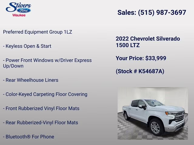 2022 Summit White Chevrolet Silverado 1500 LTZ 4X4 Truck