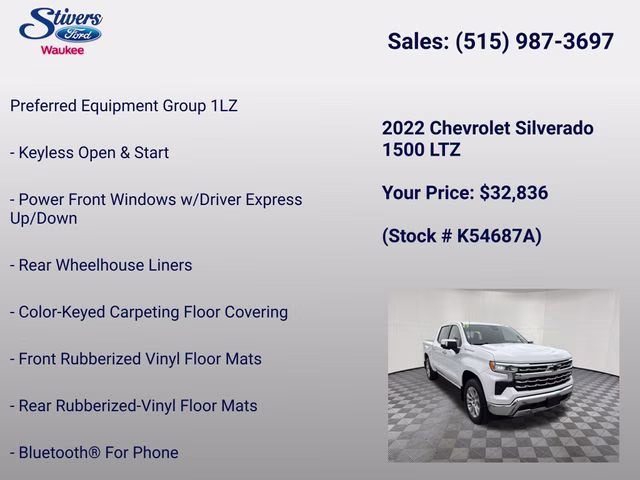 2022 Summit White Chevrolet Silverado 1500 LTZ 4X4 Truck