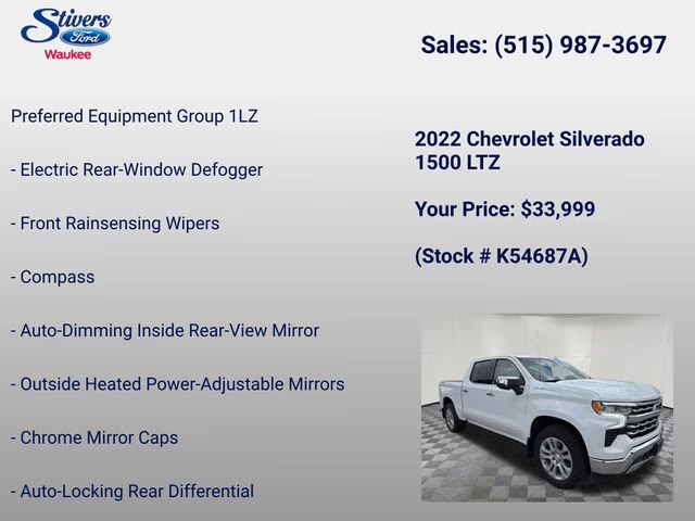 2022 Summit White Chevrolet Silverado 1500 LTZ 4X4 Truck