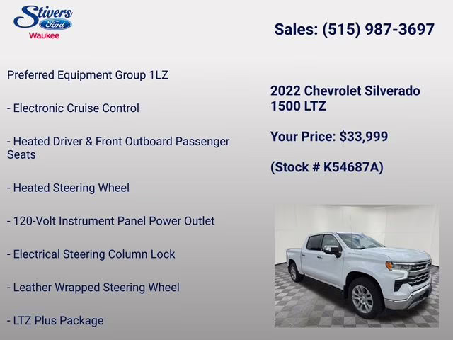 2022 Summit White Chevrolet Silverado 1500 LTZ 4X4 Truck