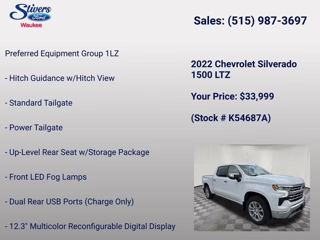2022 Summit White Chevrolet Silverado 1500 LTZ 4X4 Truck