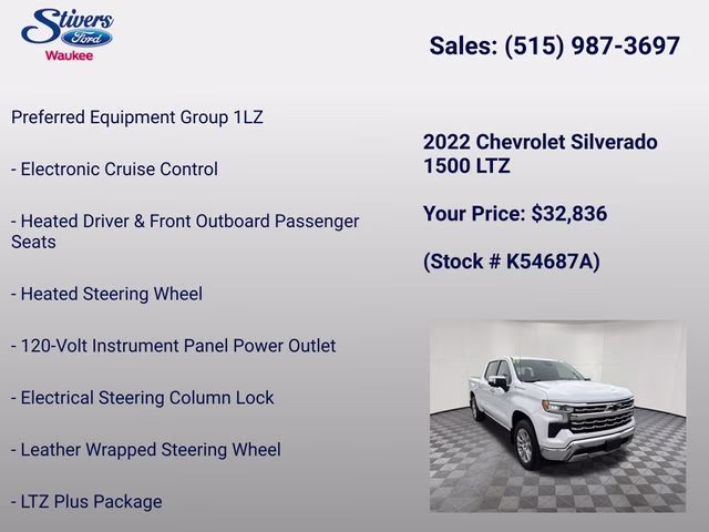 2022 Summit White Chevrolet Silverado 1500 LTZ 4X4 Truck