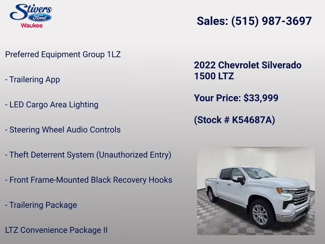 2022 Summit White Chevrolet Silverado 1500 LTZ 4X4 Truck