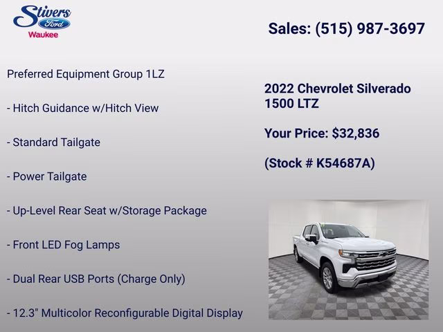 2022 Summit White Chevrolet Silverado 1500 LTZ 4X4 Truck