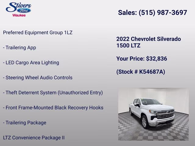 2022 Summit White Chevrolet Silverado 1500 LTZ 4X4 Truck