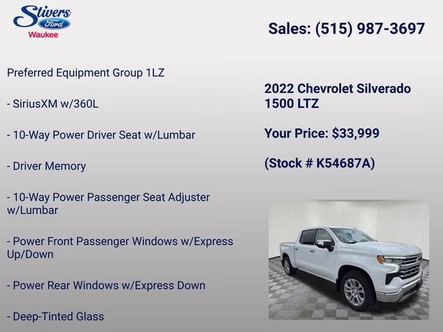 2022 Summit White Chevrolet Silverado 1500 LTZ 4X4 Truck