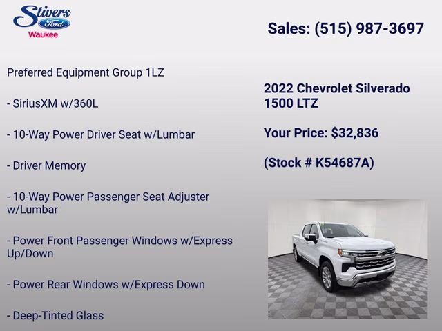 2022 Summit White Chevrolet Silverado 1500 LTZ 4X4 Truck