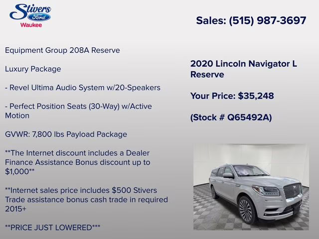2020 Ceramic White Lincoln Navigator L Reserve 4X4 SUV