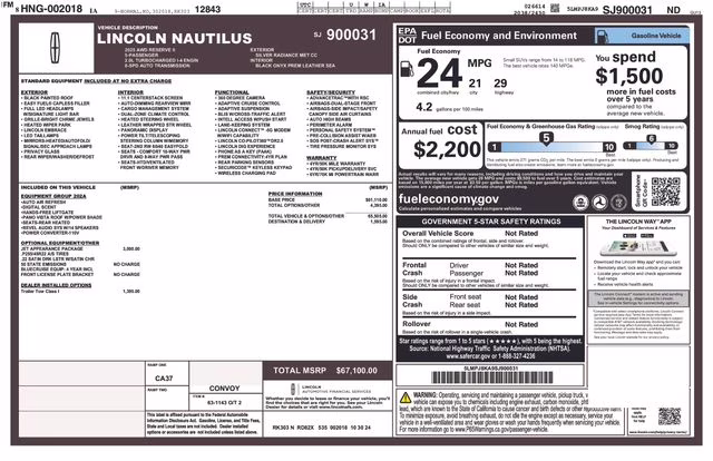2025 Radiance Metallic Lincoln Nautilus Reserve AWD SUV