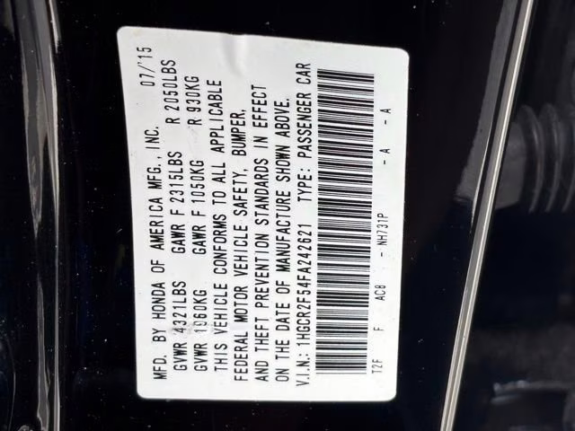 2015 Crystal Black Pearl Honda Accord Sedan Sport FWD Sedan