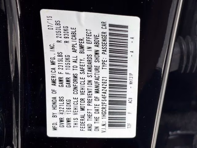 2015 Crystal Black Pearl Honda Accord Sedan Sport FWD Sedan