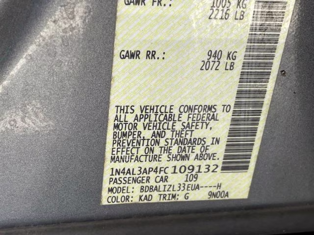 2015 Gun Metallic Nissan Altima 2.5 SV FWD Sedan