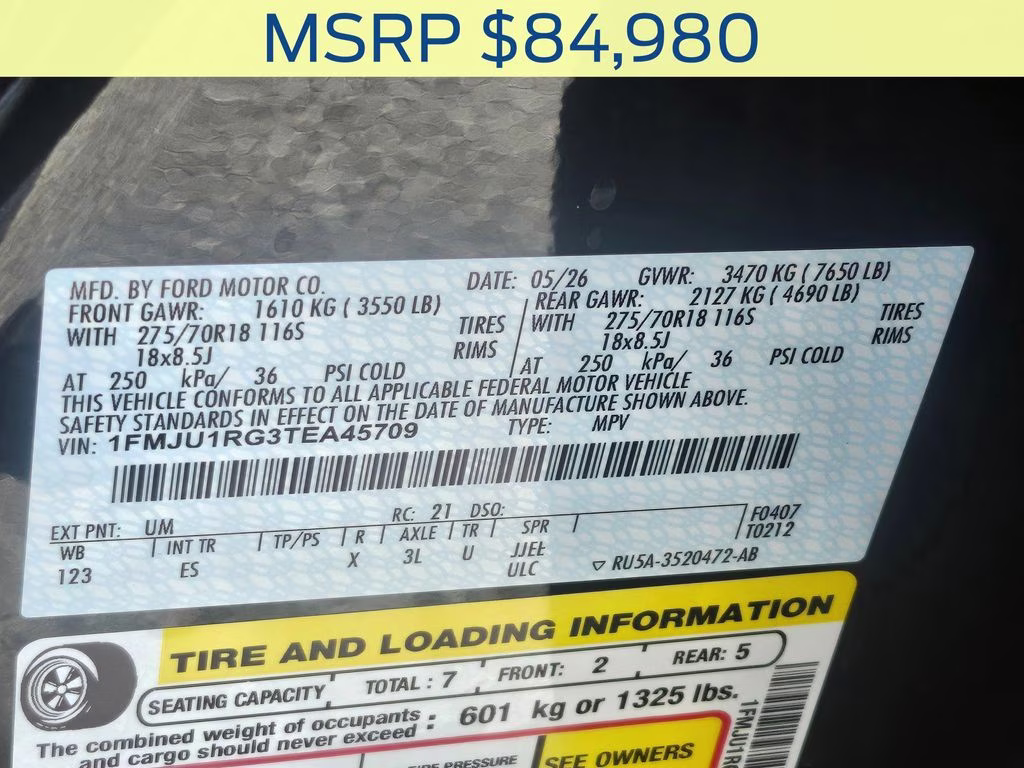 2026 Agate Black Metallic Ford Expedition Tremor 4X4 SUV